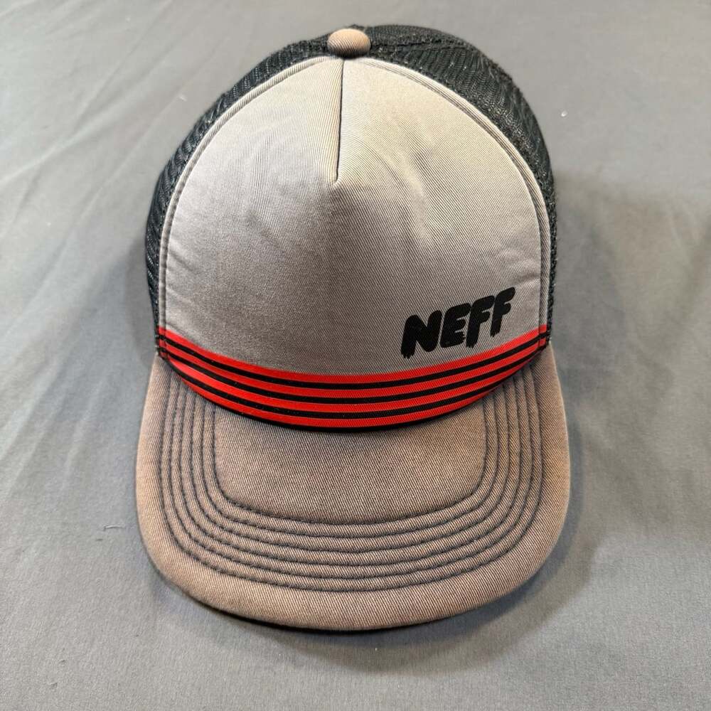 Neff Jordy Smith Trucker Hat Gray Black Red Stripe Surf Skate Snapback